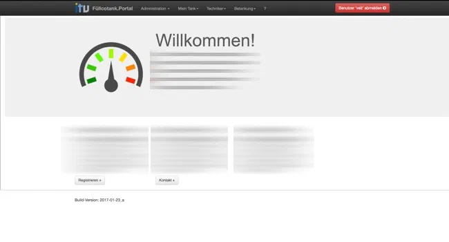 Screenshot: Backoffice für die Verwaltung von Heizöltanks