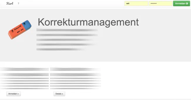 Screenshot: Korrekturmanagementsystem
